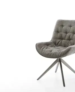 Jedálenské stoličky DELIFE Jedálenská stolička Taimi-Flex bouclé mäkký tmavobéžová krížová podstava široká grafitová 360° otočná s hojdacou funkciou