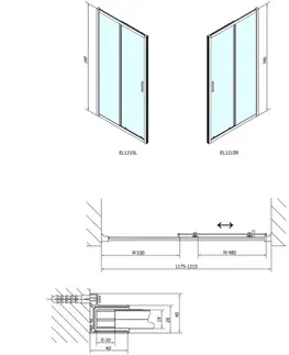 Sprchovacie kúty POLYSAN - EASY sprchové dvere 1200, číre sklo EL1215