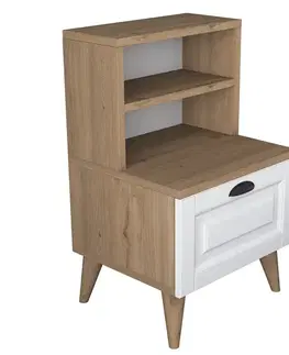 Nočné stolíky MABEL nočný stolík so zásuvkou, biela/orech