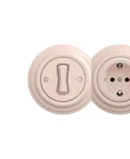 Predlžovacie káble Reblig - Retro jednopólový vypínač č. 1 a zásuvka SCHUKO 230V s rámikom v staroružovej farbe 2xRG0120+RG0113+RG0143