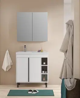 Kúpeľňový nábytok Kúpeľňová zostava s umývadlom a zrkadlovou skrinkou Naturel Lucca 79x70x45 cm biela lesk LUCCASET80W LUCCASET80W
