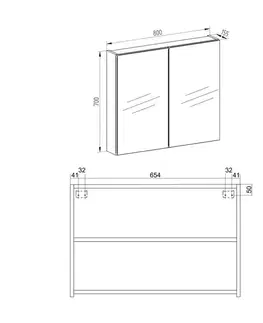 Kúpeľňový nábytok Mereo Kúpeľňová galerka 80 cm, zrkadlová skrinka, dub Riviera CN717GRN