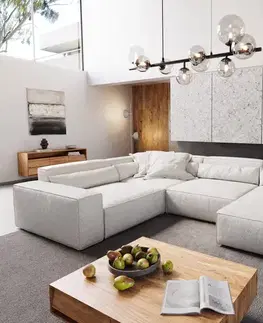 Sedacie súpravy XL DELIFE Pohovka v tvare U Sirpio XL 360x260 cm bouclé bielo-krémová ležadlo variabilné