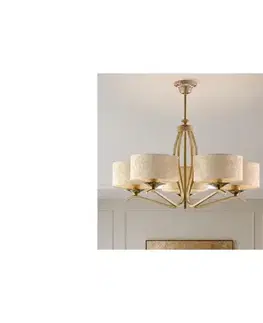 Svietidlá BRILAGI - Luster na tyči SAPHIRE 5xE27/15W/230V priemer 66 cm krémová/zlatá/patina 2149