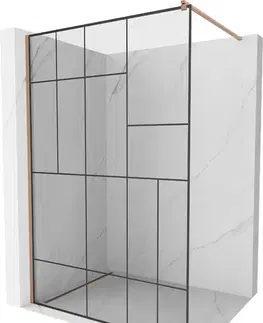 Sprchové dvere MEXEN/S - Kioto Sprchová zástena WALK-IN 80 x 200, čierny vzor 8 mm, meď kartáčovaná 800-080-101-65-78