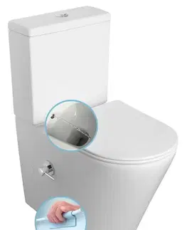 Kúpeľňové batérie SAPHO - PACO CLEANWASH kombi WC, integrovaná batéria a bidetová sprška, spodný/zadný odpad, biela PC1012RX