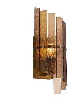Nástenné osvetlenie Dizajnová nástenná lampa tmavobronzová s jantárovým sklom - Versailles