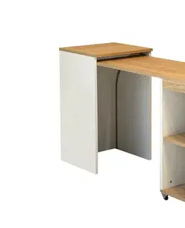 Písacie stoly OAK skladací písací stôl, dub/krémová