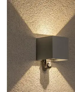 Svietidlá Brilagi - LED vonkajšie nástenné svietidlo so senzorom CUBE LED/6W/230V šedé IP65 WO-HR60432S-LED-OEM-SA