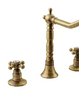 Kúpeľňové batérie SAPHO - ANTEA päťprvková batéria na okraj vane s retro hubicou, bronz 3886