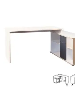 Písacie a pracovné stoly KONDELA Dalton 2 New L/P rohový pc stolík biela / sivá