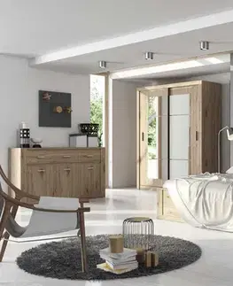 Šatníkové skrine Šatníková skriňa IDEAL 02, dub shetland