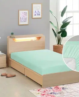 Plachty Bellatex Plátené prestieradlo s gumou mentol, 90 x 200 cm