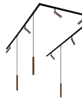 Koľajnicové svetelné systémy Moderný koľajnicový systém s 6 reflektormi a 4 závesnými svetlami tmavá bronz 1-fázový - Slimline Uzzy Keno