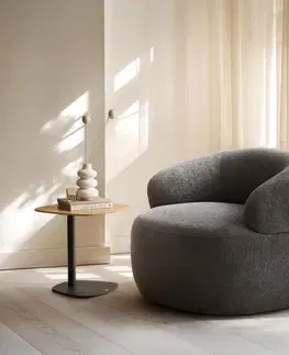 Lounge kreslá DELIFE Lounge kreslo Nova 88x88 cm bouclé mäkký tmavobéžová