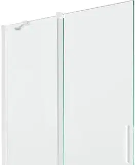 Sprchové dvere MEXEN/S - Velar Dvojkrídlová posuvná vaňová zástena 110 x 150, transparent, biela 896-110-000-01-20