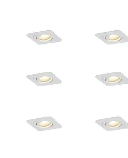 Zapustené svietidlá Sada 6 zaoblených zapustených bodových svetiel biela GU10 50 mm otočné a naklápacie IP44 - Alberto