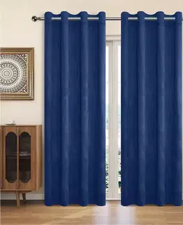 Závesy do spálne Záves na krúžkoch YC11932/200G/059/140x250 cm nebeská modrá