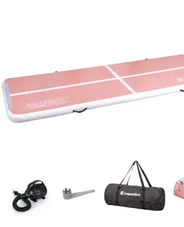 Žinenky Airtrack inSPORTline Airstunt 300x100x10 cm korálová ružová s elektrickou pumpou
