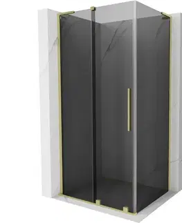 Sprchovacie kúty MEXEN/S - Velar L sprchovací kút, posuvné dvere 110 x 120, grafit, zlato kartáčovaná 871-110-120-43-55