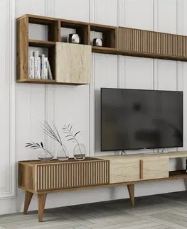 Obývacie steny TV skrinka / Obývacia stena Milan - Walnut, Travertine