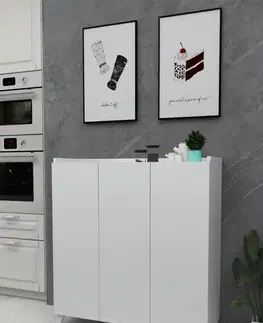 Komody a skrinky SOFT 3-dverová komoda, biela 