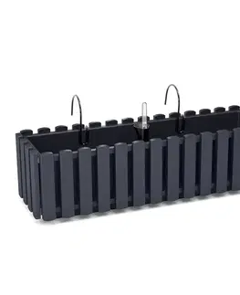 Kvetináče a truhlíky NABBI DDEF600W samozavlažovací plastový balkónový kvetináč 58 cm antracit