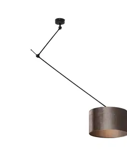 Závesné svietidlá Závesná lampa čierna so zamatovým tienidlom taupe 35cm - Blitz