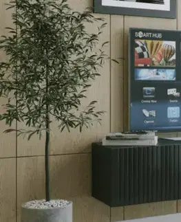 TV stolíky ArtExt Závesný TV stolík JOY | 150 cm Farba: Čierny lesk (drážky)