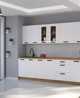 Sivý kuchynský nábytok Kuchynská linka Luna biela mat/artisan 260 bez dosku