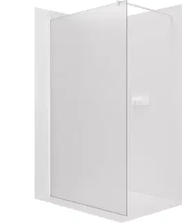 Sprchové dvere CERANO - Sprchová zástena Walk-in Onyx Round Ľ/P - 8 mm - guľatá vzpera - biela matná, mliečne sklo - 160x200 CER-8050BD250