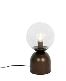 Stolné lampy Stolná lampa Hotel Chic tmavá bronzová s čírym sklom - Pallon Trend