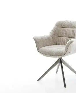 Jedálenské stoličky DELIFE Jedálenská stolička Kaira-Flex tkanina mäkká béžová krížová podstava široká grafitová 360° otočná hojdacia funkcia