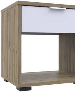 Nočné stolíky NABBI Nosen N2 nočný stolík dub tahoe / biela