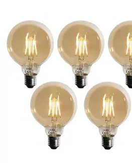 LED osvetlenie Sada 5 ks E27 3-stupňová stmievateľná LED žiarovka zlatá G95 4W 450lm 2700K