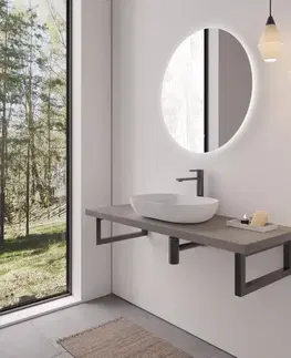 Kúpeľňový nábytok CERANO - Doska pod umývadlo Navira Pro + podperná konzola - betónovo šedá - 70x46x3,6 CER-6061166