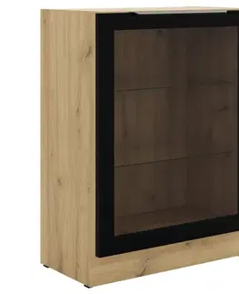 Kuchynské skrinky stojace Vitrína Čierna/Artisan 60dw 1f Bb