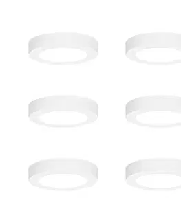 Zapustené svietidlá Sada 6 zapustených alebo povrchových bodových svetiel biela 14 cm vrátane LED 3-krokové stmievanie do tepla s prepínačom Dip - Trans