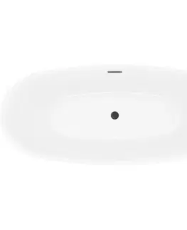 Vane MEXEN/S - Luvo Slim voľne stojaca vaňa 170 x 75, biela, sifón a prepad čierna 52801707500-70