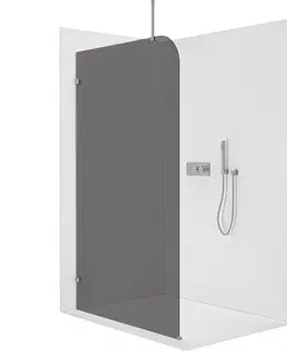 Sprchové dvere CERANO - Sprchová zástena Walk-in Orbis Top Round Ľ/P - 8 mm - okrúhla vzpera - chróm, grafitové sklo - 110x200 CER-682294