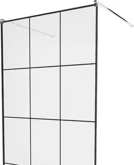Sprchové dvere MEXEN/S - KIOTO samostatne stojaca sprchová zástena 110 x 200, transparent/čierna vzor 8 mm, chróm 800-110-002-01-77