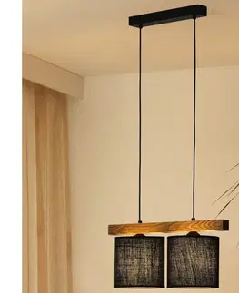 Svietidlá BRILAGI - Luster na lanku FOREST 2xE27/15W/230V borovica/čierna 5903240292509