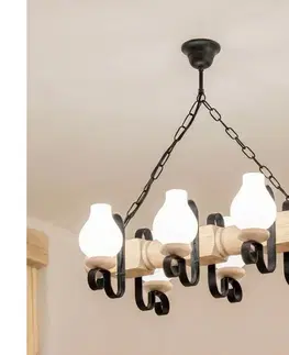 Svietidlá BRILAGI - Luster na reťazi RUSTIC 6xE14/40W/230V dub EX-01099