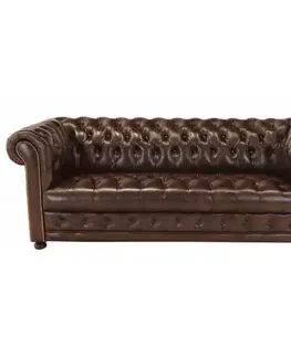 Sedacie súpravy Pohovka trojmiestna Chesterfield Manchester z pravej hovädzej kože Brown