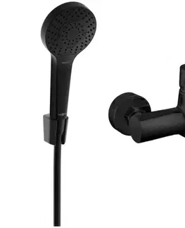 Kúpeľňové batérie MEXEN/S - Pecos R05 vaňová batéria so sprchou set, čierna 7273R05-70