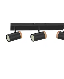 Stropná svetla STROPNÁ LAMPA LAGOS ČIERNA 3X15W GU10 TIENIDLO ČIERNA+DREVENÁ