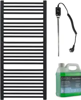 Doplnky do kúpeľne CERANO - Kúpeľňový elektrický radiátorový set Antonio - 600W - čierna matná - 1180x550 mm CER-680524