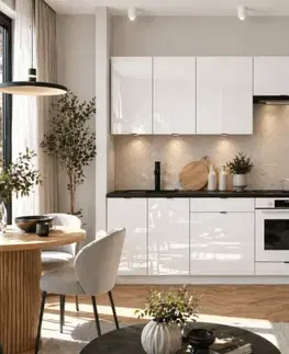 Kompletné kuchynské zostavy Artstolk Kuchynská linka ALICE C | biely lesk 200 cm