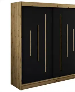 Šatníkové skrine Skriňa Halifax Y 200 Dub Artisan/čierna