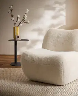 Lounge kreslá DELIFE Lounge kreslo Zena 75x85 cm plyšový manšester krémovo biela